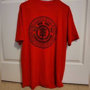 🔴red element skateboarding tee shirt
